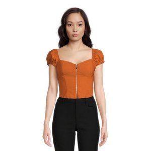 New With Tag - Madden Nyc Cute Women's Top Tshirt Front Zip Bra Cup Top